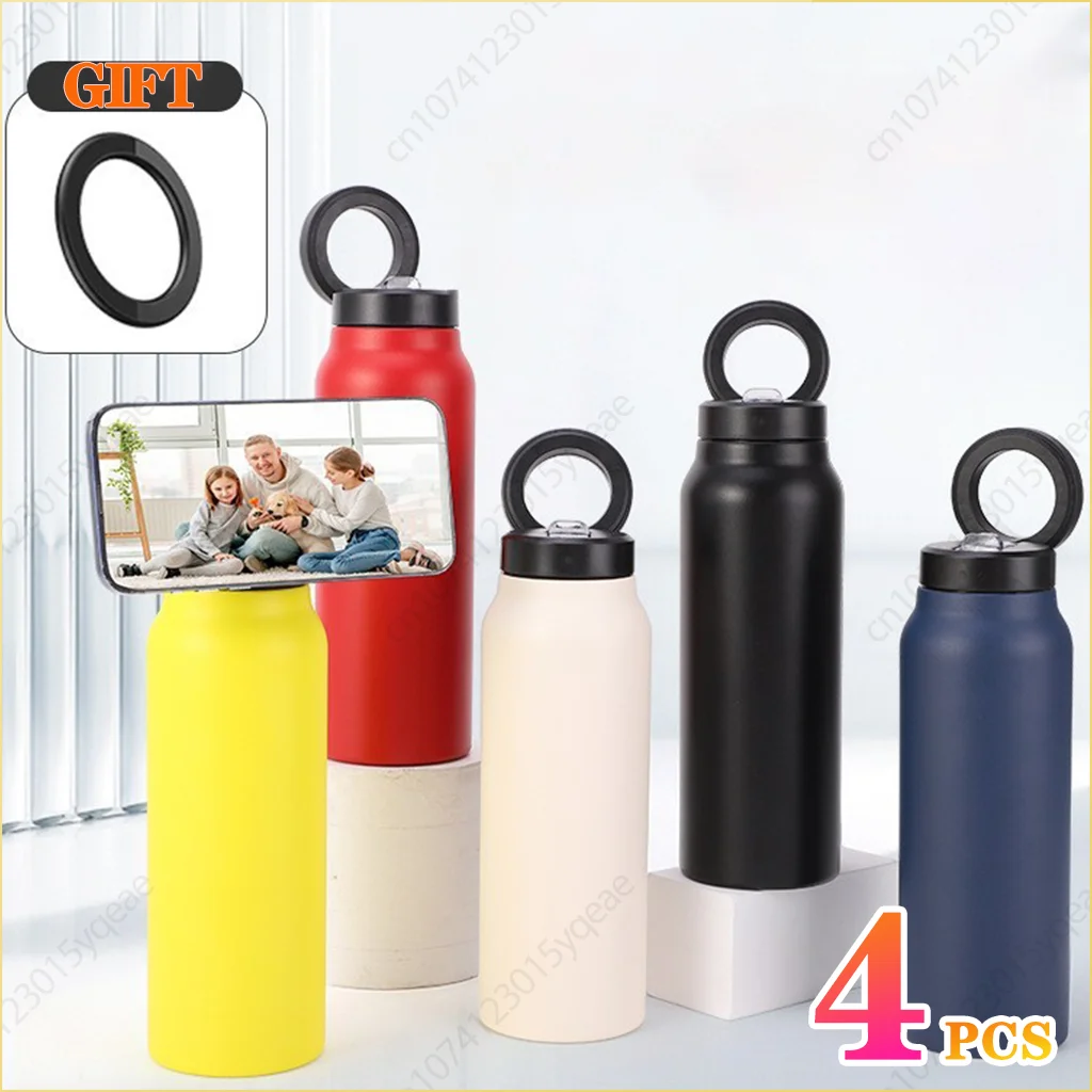 24OZ Insulated Water Bottle Magnetic Mobile Phone Holder Water Bottle 304 Stainless Steel Insulated Mug Outdoor Sports Mug