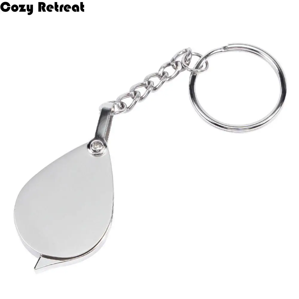 

Portable With Chain 10X Folding Key Ring Magnifier Monocle Reading Pocket Magnifier Science Tool Zinc Alloy Jewelry Loupe Daily
