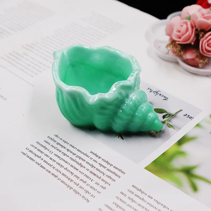 3D Conch Silicone Epoxy Resin Mold DIY Crystal Ocean Shell Makeup Egg Storage Box Candle Tray Gypsum Cement Mold Home Decor Gift