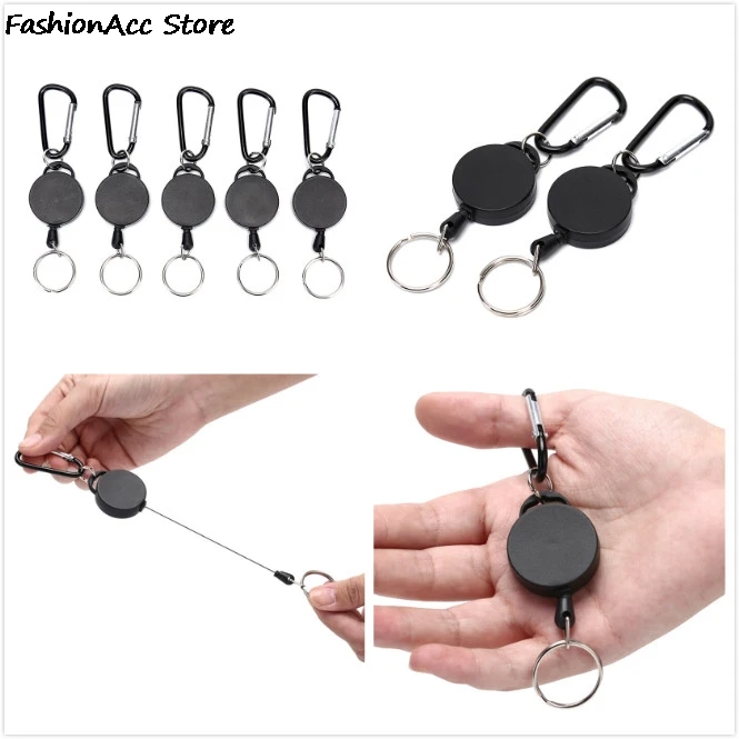 Resilience Steel Wire Rope Elastic Keychain Recoil Sporty Retractable  Key Ring Anti Lost Yoyo Ski Pass ID Card