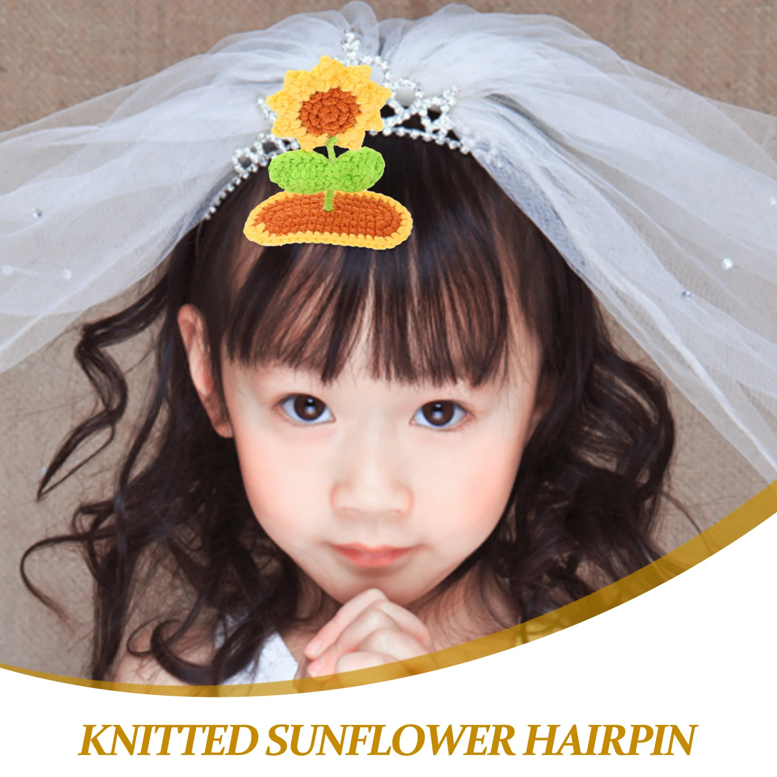 1 قطعة مشبك عباد الشمس محبوك الصوف الحديد الزهور إكسسوارات الشعر للفتيات النساء تصفيف الشعر دبوس الشعر الزخرفية