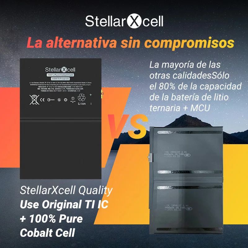 Batería de tableta StellarXcell para iPad 2 3 4 5 6 7 8 9 10, iPad Air 1 2 3 4 5, iPad mini 2 3 4 5 6, iPad Pro 9.7 10.5 11 12.9 2