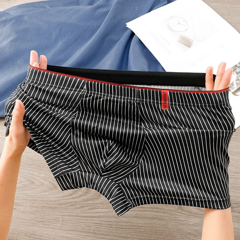 

Men's Underwear Men's Antibacterial Breathable Boxer Shorts Head Striped Sport Loose Men's Pants Boxer Shorts