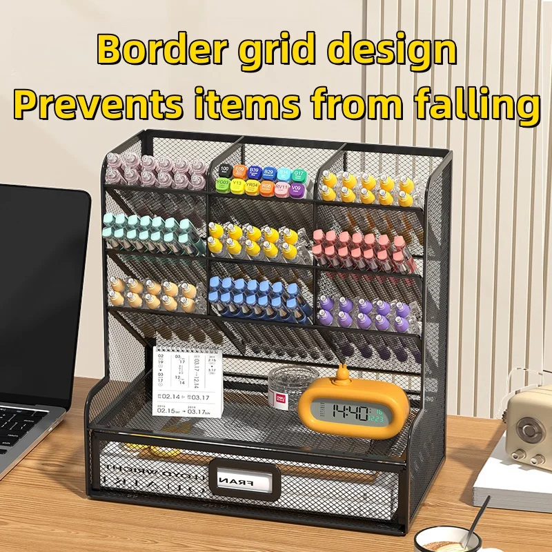 منظم ثابت لسطح المكتب شبكي ، حامل متعدد الوظائف ، رف تخزين للمدرسة ، والمنزل ، والمكتب ، واللوازم الفنية ، وحامل أقلام شبكي #6