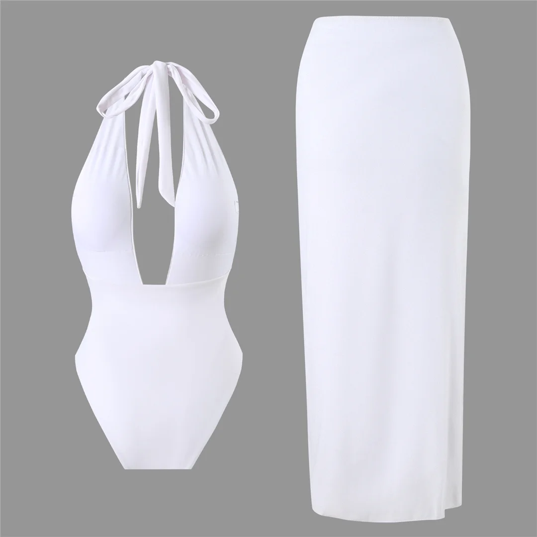 Sexy mit Rock, tiefem V-Ausschnitt, Metallstern, Damen-Badeanzug, einteiliger Badeanzug, rückenfreier Monokini, Badebekleidung, Badeanzug, Modell V6816. – Detail 27