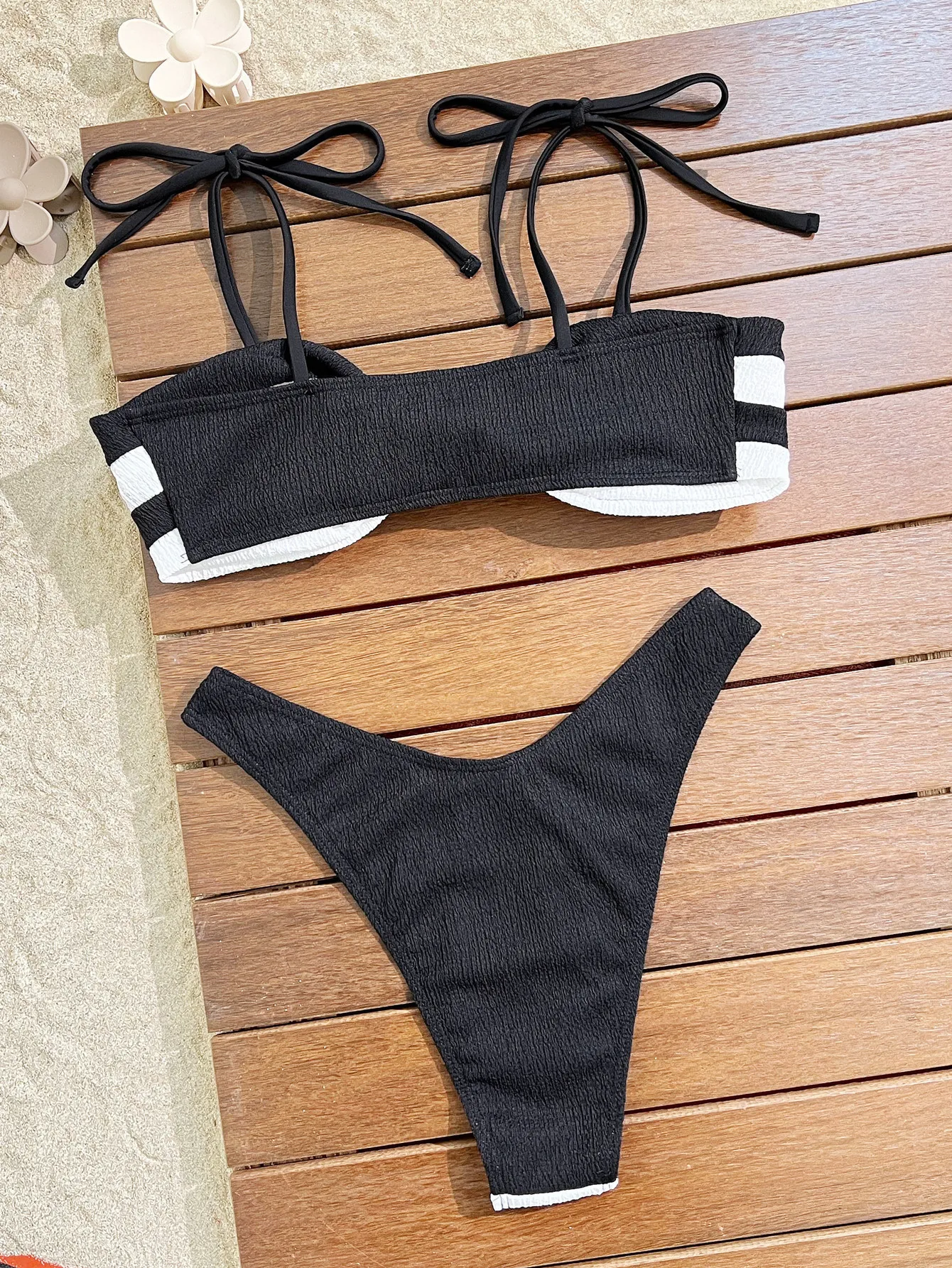 Sexy frente nó biquínis define duas peças branco preto retalhos gravata maiôs maiô praia outfits banho biquini tankini