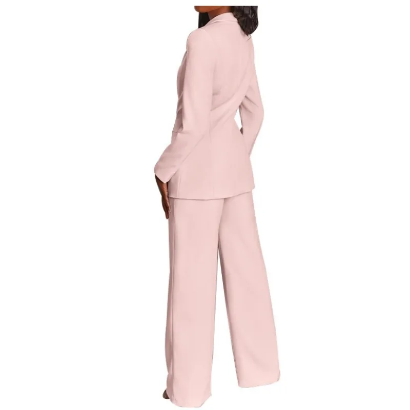 ملابس نسائية أوروبية أمريكية خريف موضة جديدة عبر الحدود سترة ذات لون نقي للتنقل سراويل فضفاضة مجموعة احترافية #6