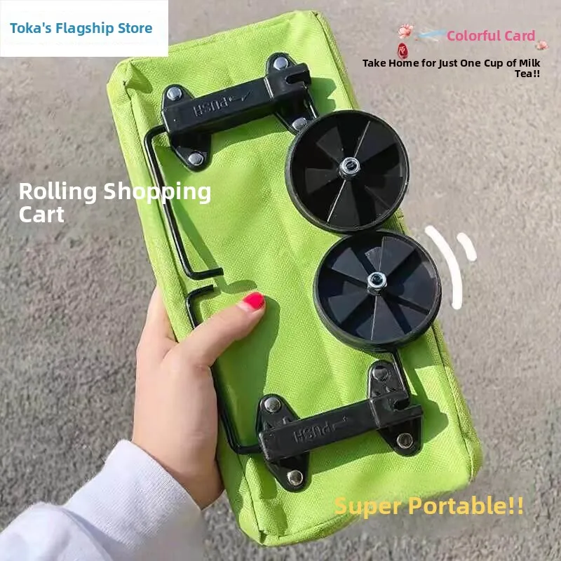 大容量ポータブルショッピングカート女性用折りたたみ式野菜購入カートローリー車輪付き家庭用収納天才カート