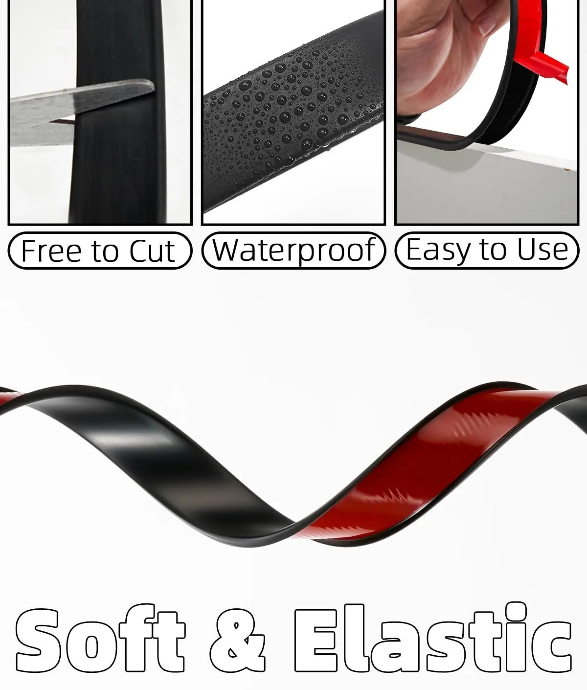    1 rolo 5m/196.85 polegadas em forma de u borda bandeiras móveis tira de borda autoadesiva guarnição protetor de borda flexível