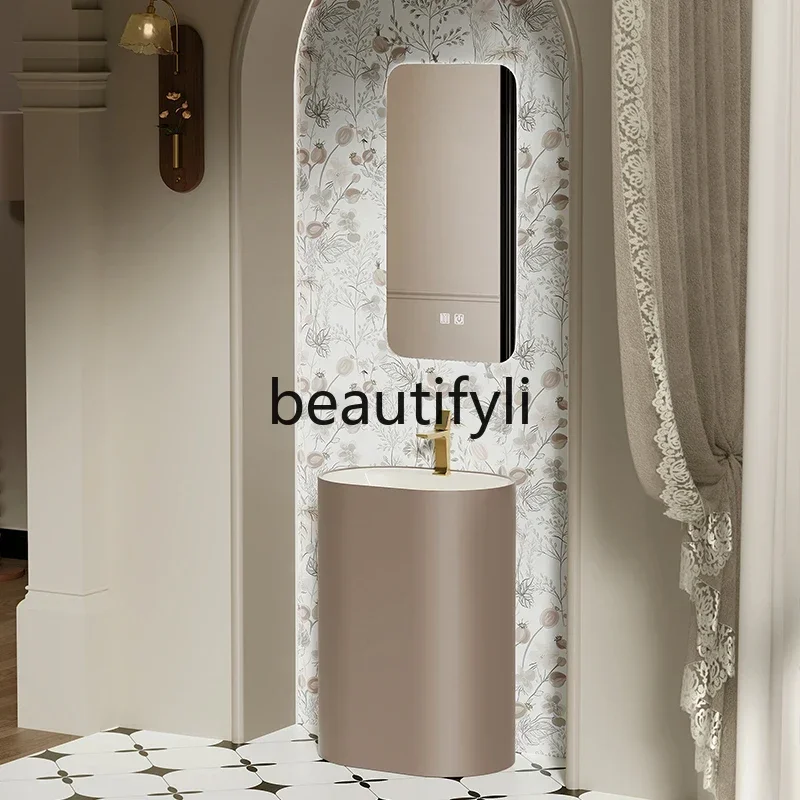 

Asmt59 European retro column basin household bathroom floor washbasin arc integrated ceramic