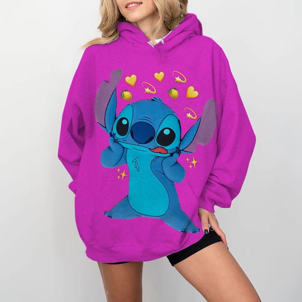 Adorável moletom feminino disney stitch lazer streetwear moletom y2k jovem mulher roupas senhoras moda de alta qualidade S-3XL