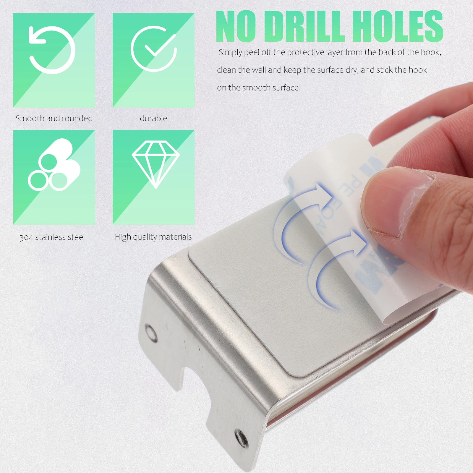 

2 Pcs Stainless Steel Cup Holder Toothbrush Mount Adhesive 304 Holders Rustproof Bathroom Storage Organizer