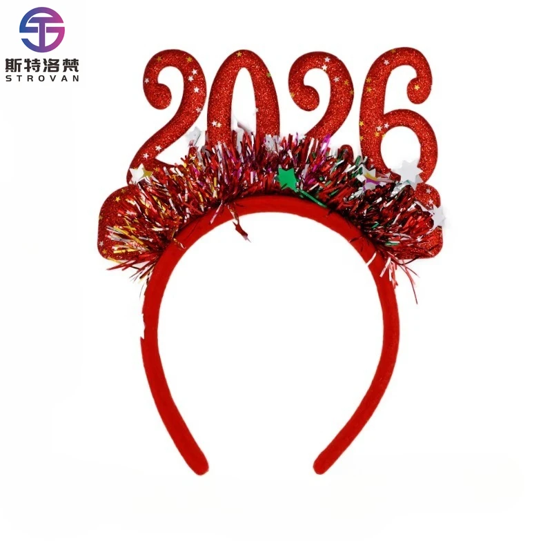 

New Year's Eve Christmas Party Decoration 2026 Hair Hoop New Year Party Glitter Colored 2026 Headband Decor