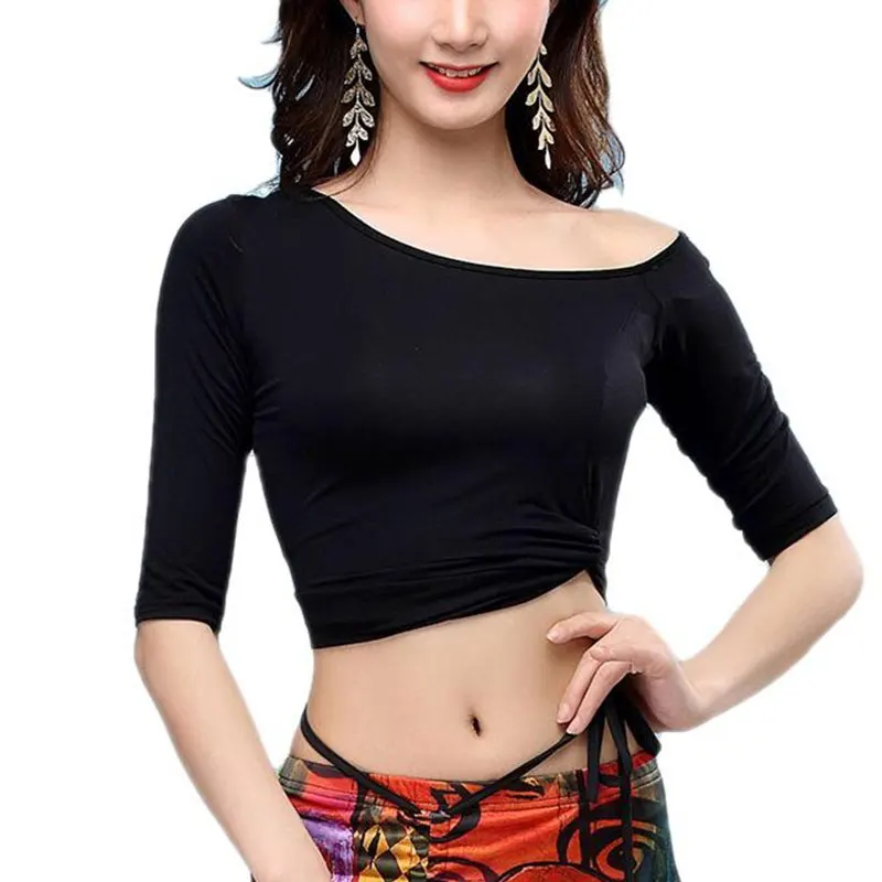 Belly Dance Bandage Front Cross Top Costume Daily Practice Dance Clothes Slim Blouse for Female Bellydancing Exotic Dancewear