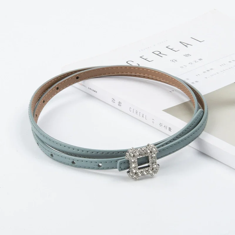 女性の光沢のあるダイヤモンドバックル本革コルセット女性カマーバンドコートウエストバンドドレス宣言狭いベルト J1019