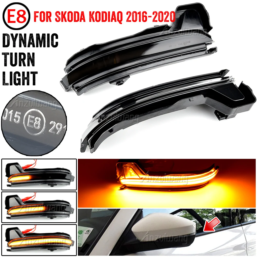 LED Dynamic Turn Signal Blinker Flowing Water Blinker Flashing Light For SKODA KAROQ 2017-2020 KODIAQ 2016-2020