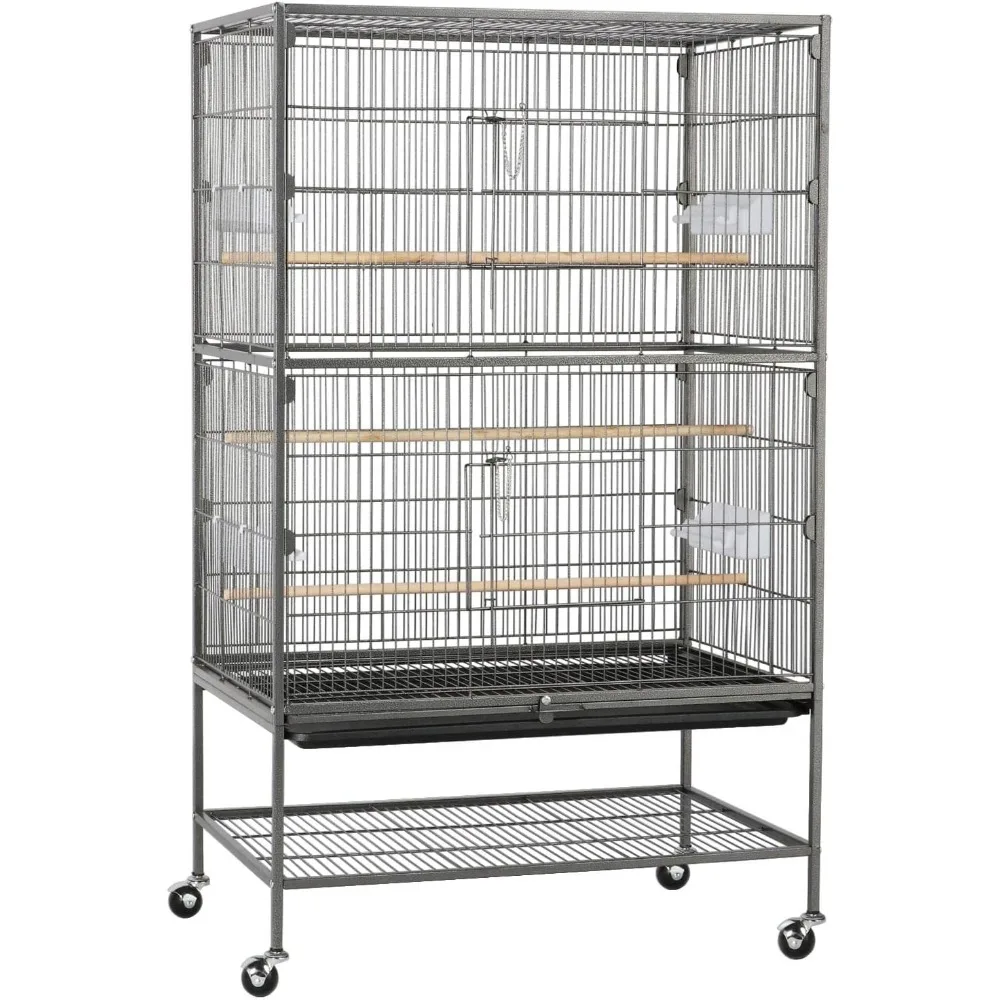 Topeakmart Wrought Iron Large Flight Parrot Bird Cage with Rolling Stand for Multiple Parakeets Conure Cockatiel Cage