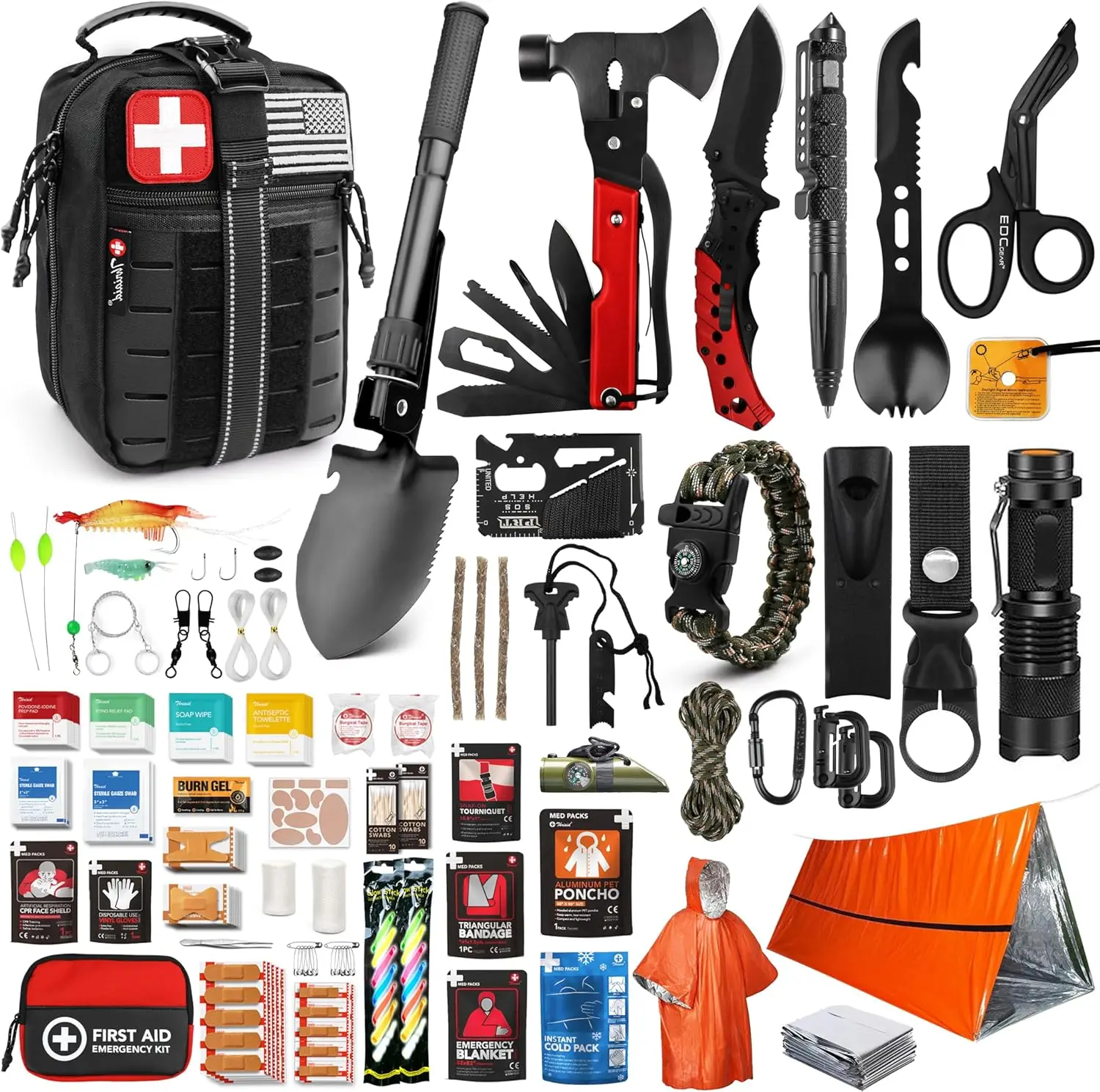 

190-Piece Survival First Aid Kit with Tactical Pouch for Outdoor, Camping, Hiking, Car & Vehicles