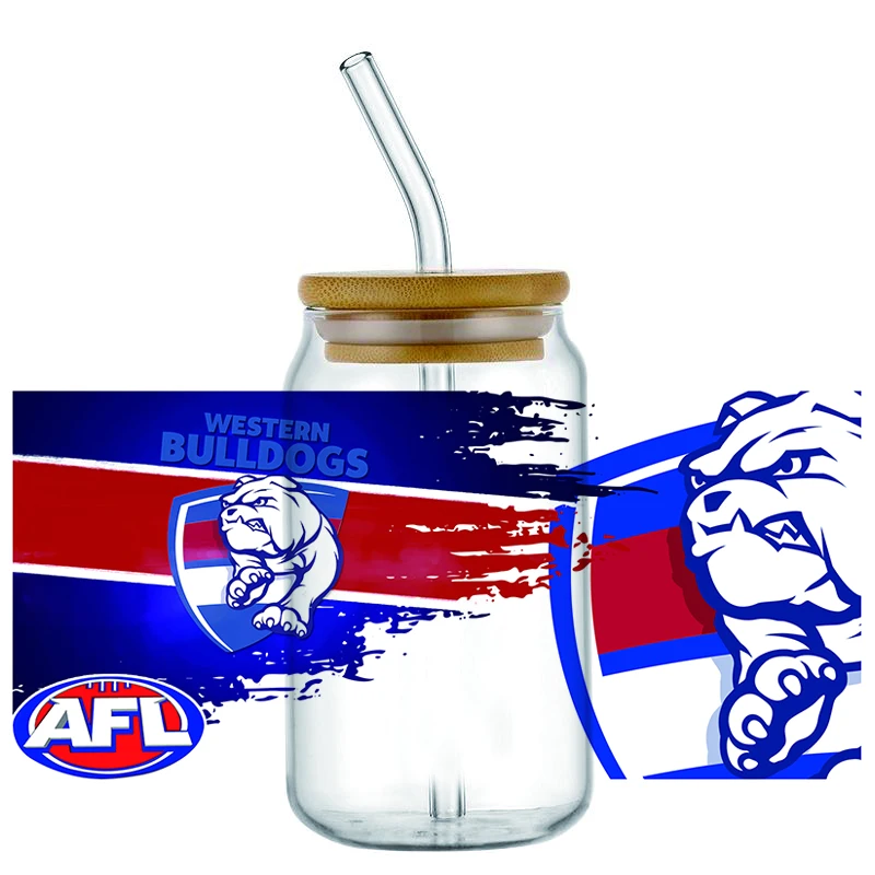 popularFootball Team Color UV DTF Wraps Sports Fan Themed Stickers for 16oz Glass Cans Waterproof DIY Transfer Decals