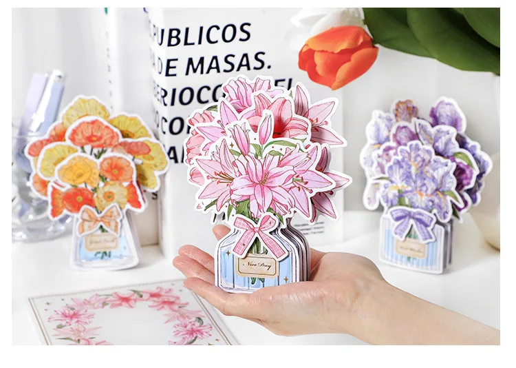 1set/pack 3D Gilding Greeting Card Holiday Card Flower Blessing Series Romantic Gift Message Blessing Card