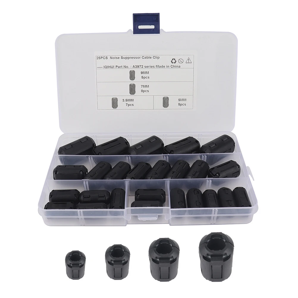 

25Pcs Ferrite Core Noise Filter Clip Choke for Power USB Audio Data Cable Suppressor Antistatic Cable