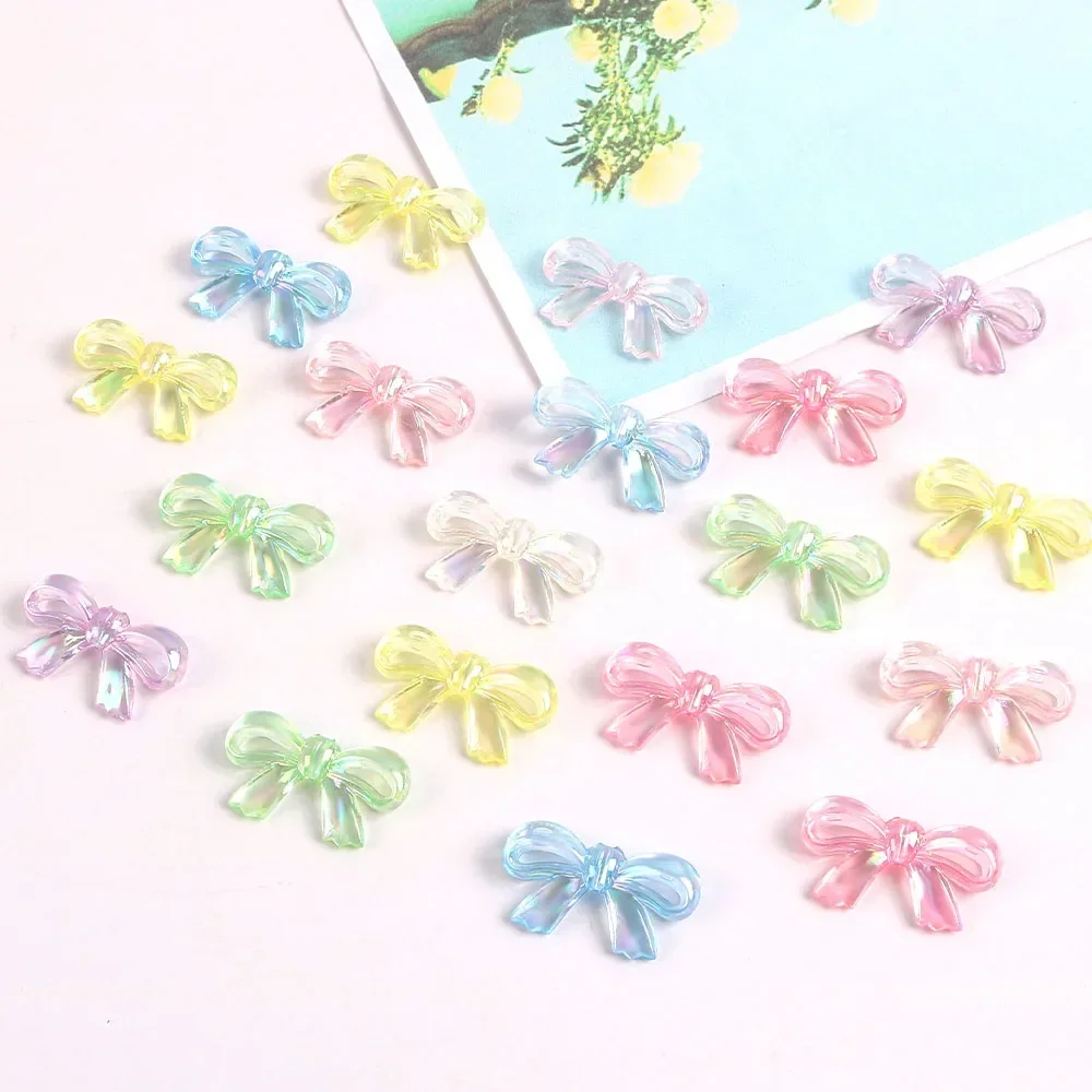 20pcs Bowknot Transparent Bead Diy Bracelet Necklace Make Accessories Acrylic Bead Beads To Make Bracelets Diy Accessories