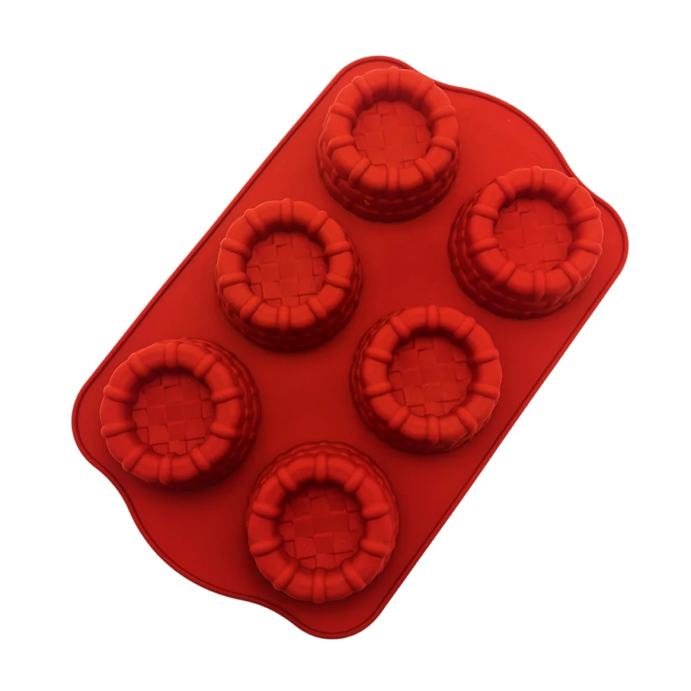 Silicone Colosseum Mousse Cake Mold DIY 6 Cavity Round Basket Weave  Baking Tray for Jelly Pudding Dessert Bread Baking Mould