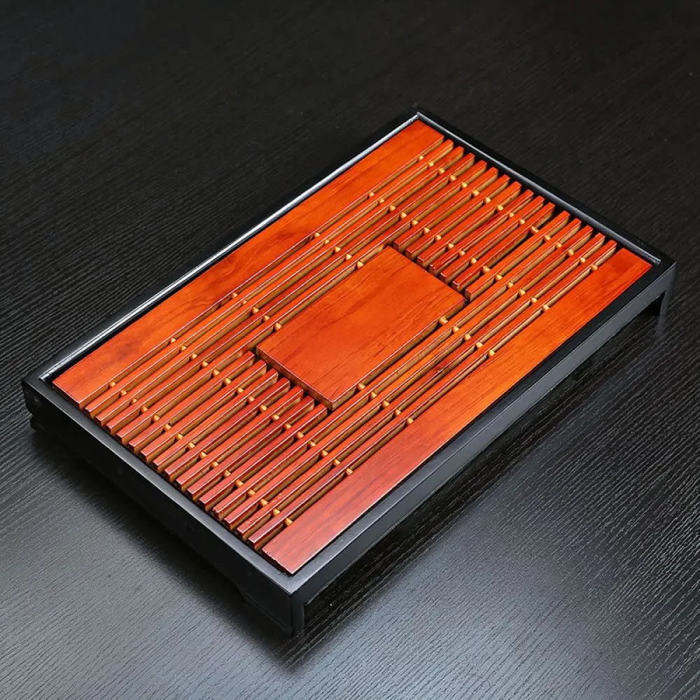 High Quality Wood Tea Serving Tray Drawer Design Drainage Table Compact Tea Ceremony Organizer For Living Room Table