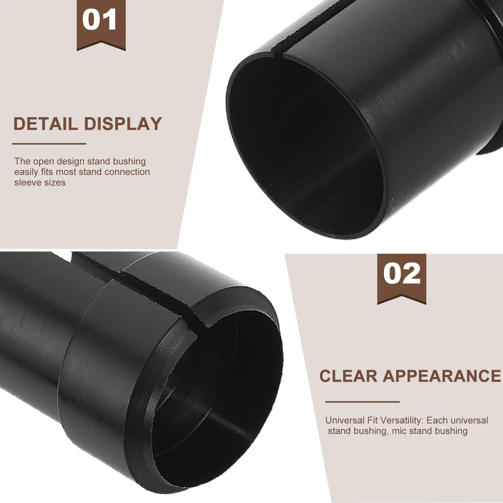 10Pcs Universal Mic Stand Bushing Black Plastic Short Split Design Noise Reduction Shock Absorption Sleeve for Microphone
