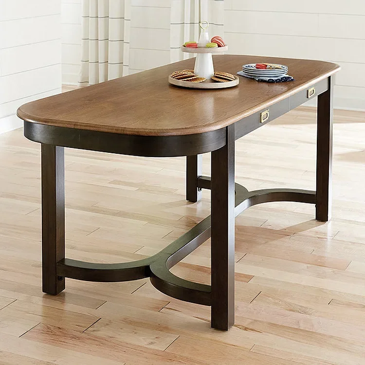 Nordic retro long dining table, Roman column special-shaped log wabi-sabi oval, medieval simple dining table