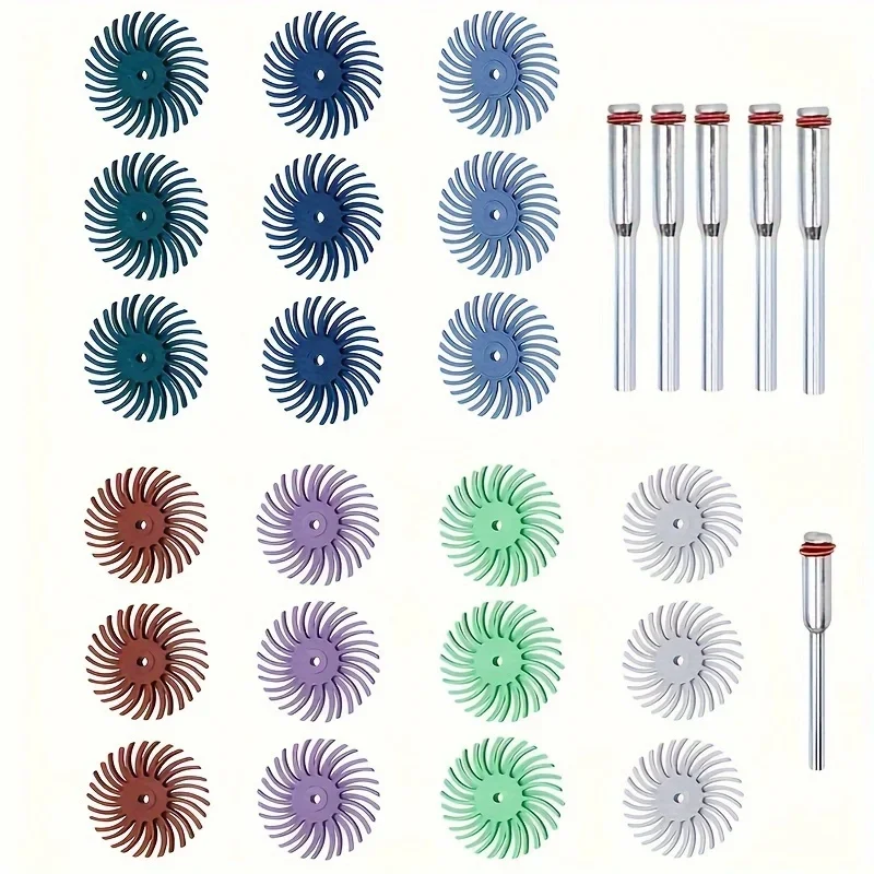 Radial Bristle Disc Kit with Mandrel Gap Polishing Wheel for Rotary Tools,Detail Abrasive Wheel for Jewelry Wood Metal Polishing