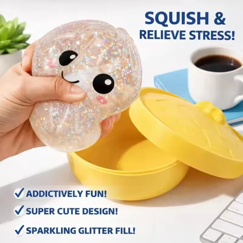 Hot Glitter Dumpling Squishies Toy Bun Dumpling Mystery Box Colorful Food Squishy Sensory Fidget Toy Anti Stress Squeeze Ball