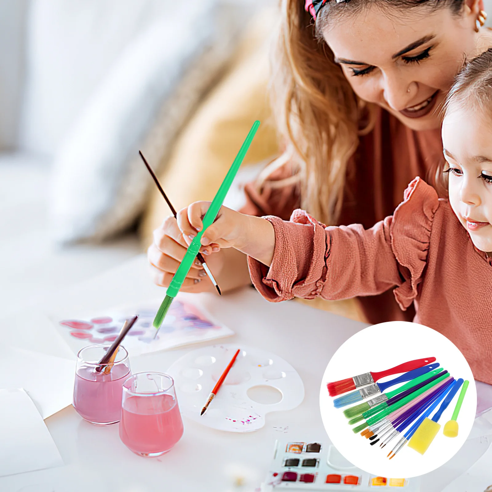 

15Pcs Childrens Paint Brush Set Tempera and Artist Paintbrushes for Kindergarten Art Room Home Kids Paintbrush for Painting