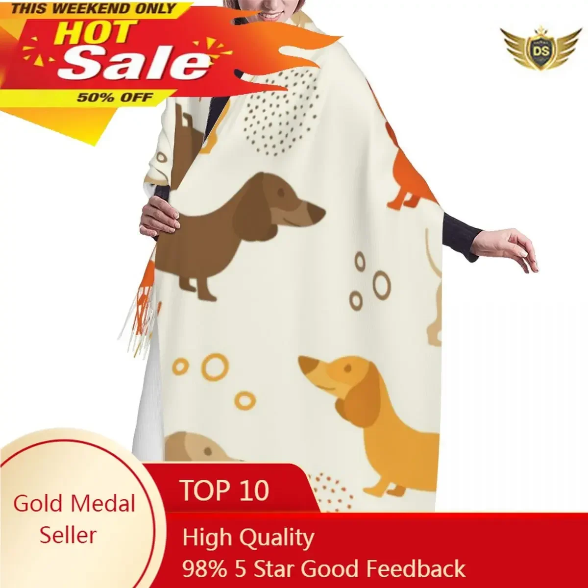 

Dachshound Scarf Winter Long Large Tassel Scarves Soft Wrap Pashmina