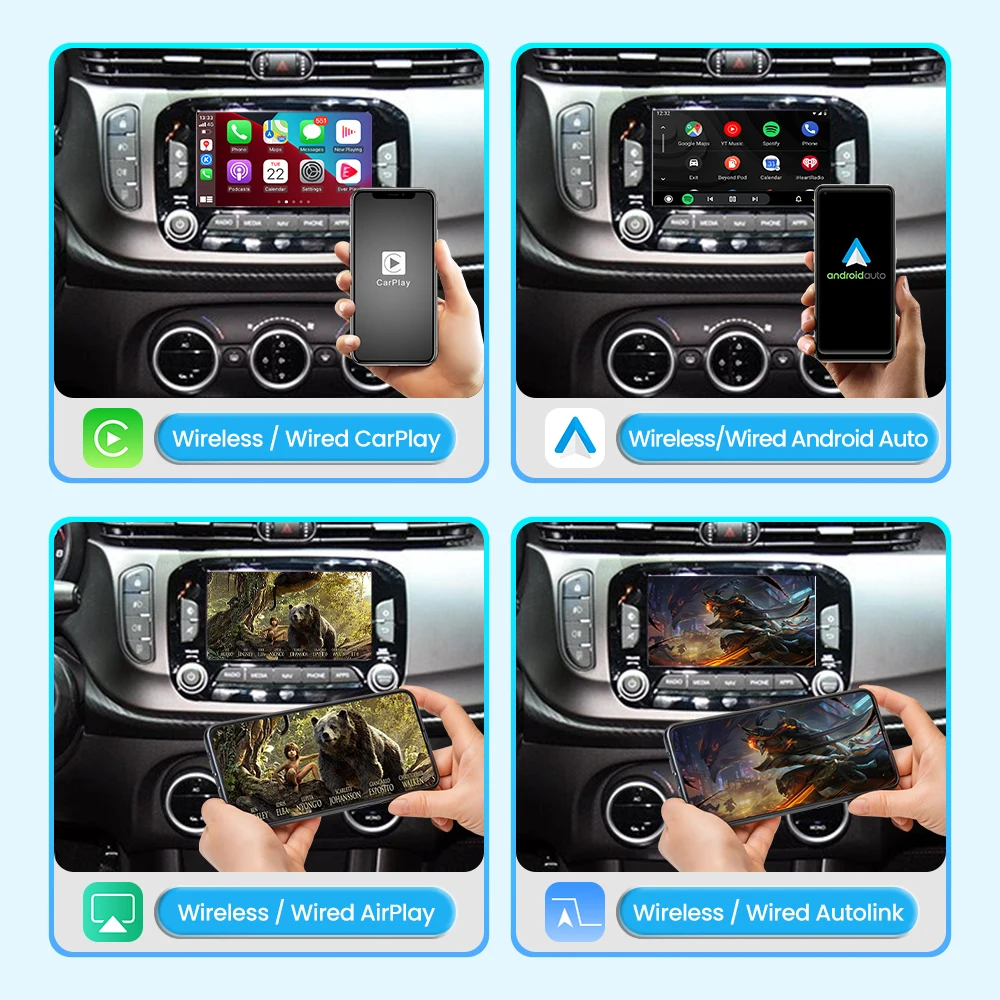 JoyeAuto Interface for Fiat 2015-2017 500X/2013-2014 500L Wireless CarPlay Android Auto Module Mirror-Link AirPlay Retrofit Box