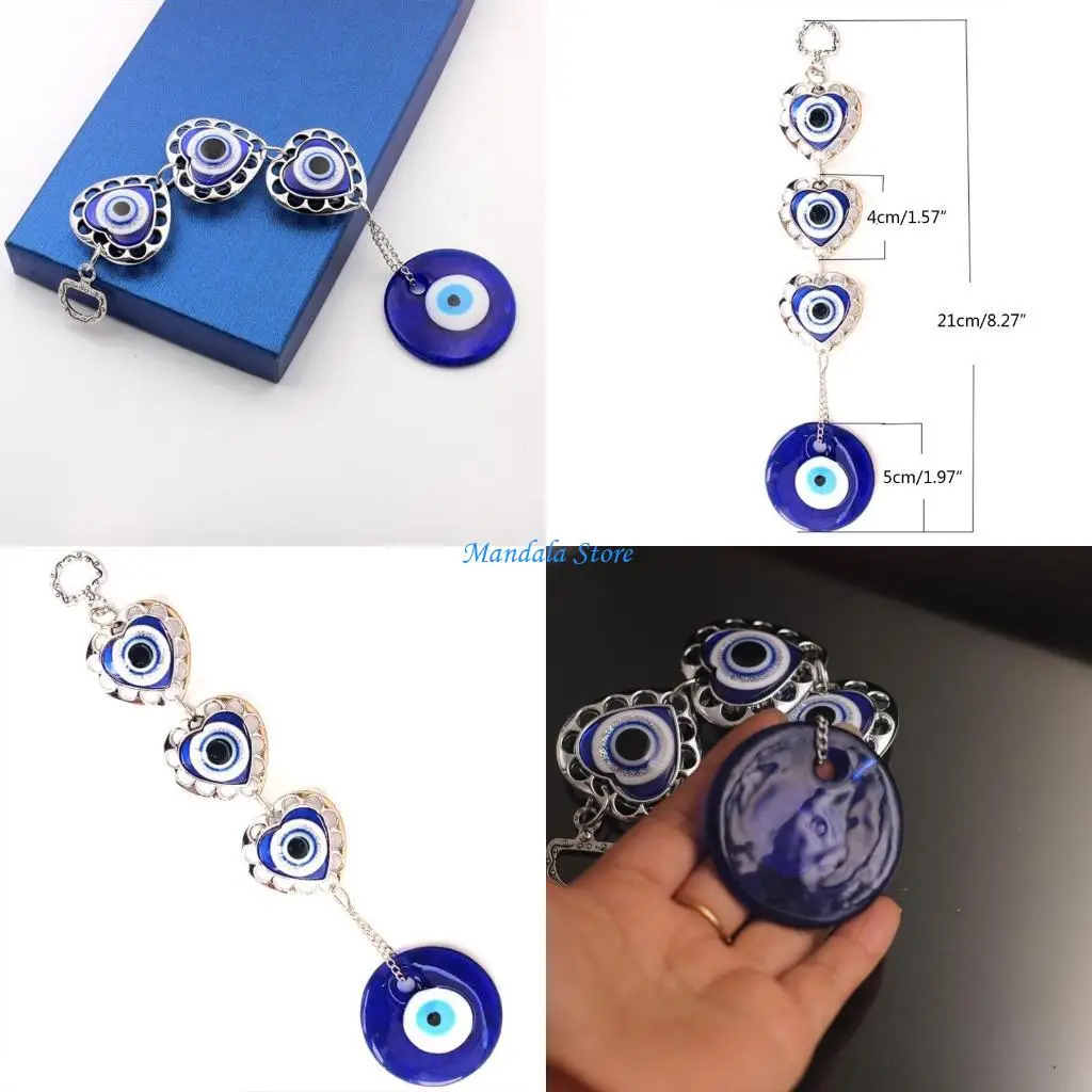 

U2JC Turkish Blue for Evil Eye Amulets Wall Hanging Pendant Home Decor Heart Ornament Home Car for Protection Blessing Gift
