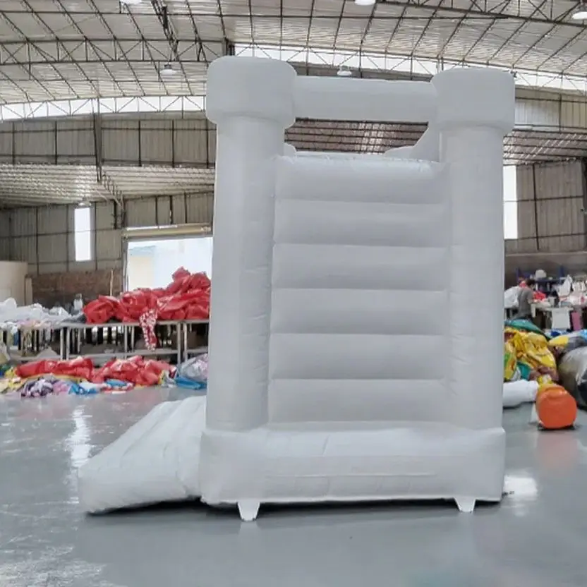 Maison de rebond blanche gonflable en PVC, château gonflable de saut en plein air de qualité commerciale pour fête d'anniversaire et de mariage avec souffleur