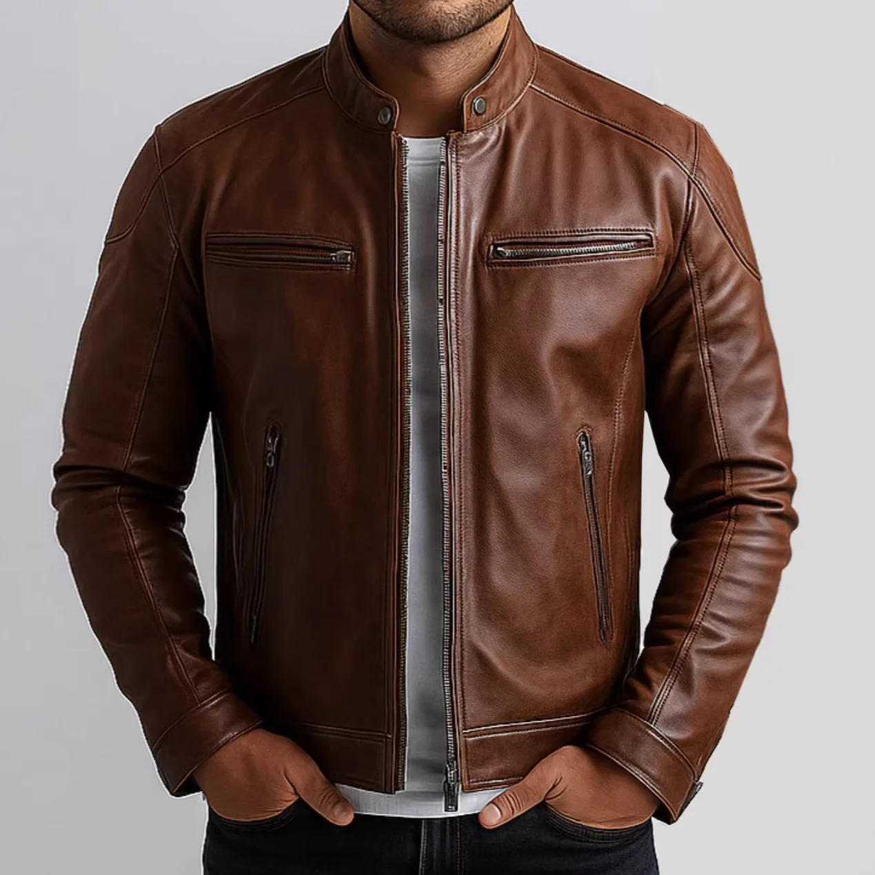 Men Coats Faux Leather Jackets Stand Collar Pu Coat Zipper Motorcycle Work Y2k Streetwear Jacket Outerwear Punk Autumn Winter