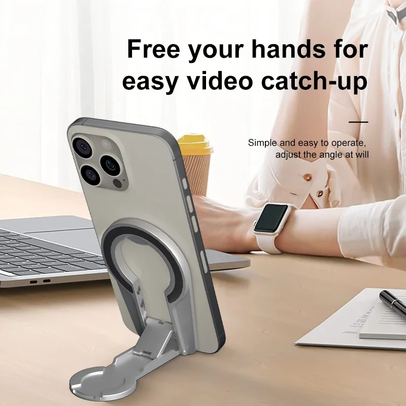 

Double Sided Magnetic Three Level Adjustable Magnetic Suction Foldable Phone Holder with 360 Degree Rotation for Mobile Tablets