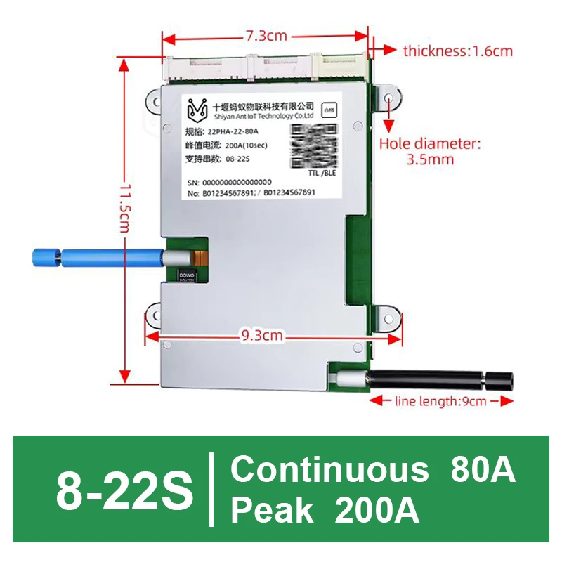 Smart BT ANT BMS 7S-32S 80A 48V 60V 96V Lifepo4 Li-ion BMS App Monitor Balans voor Elektrische Voertuig Zonne-energie Met UART APP