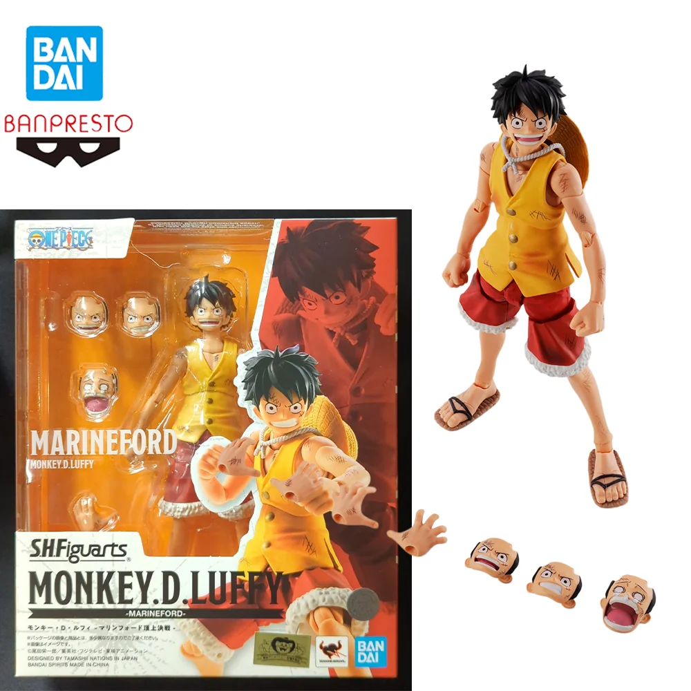 

Original Genuine BANDAI One Piece S.H.Figuarts MONKEY.D.LUFFY -MARINEFORD- Action Figurine Toys Model Toy Gift