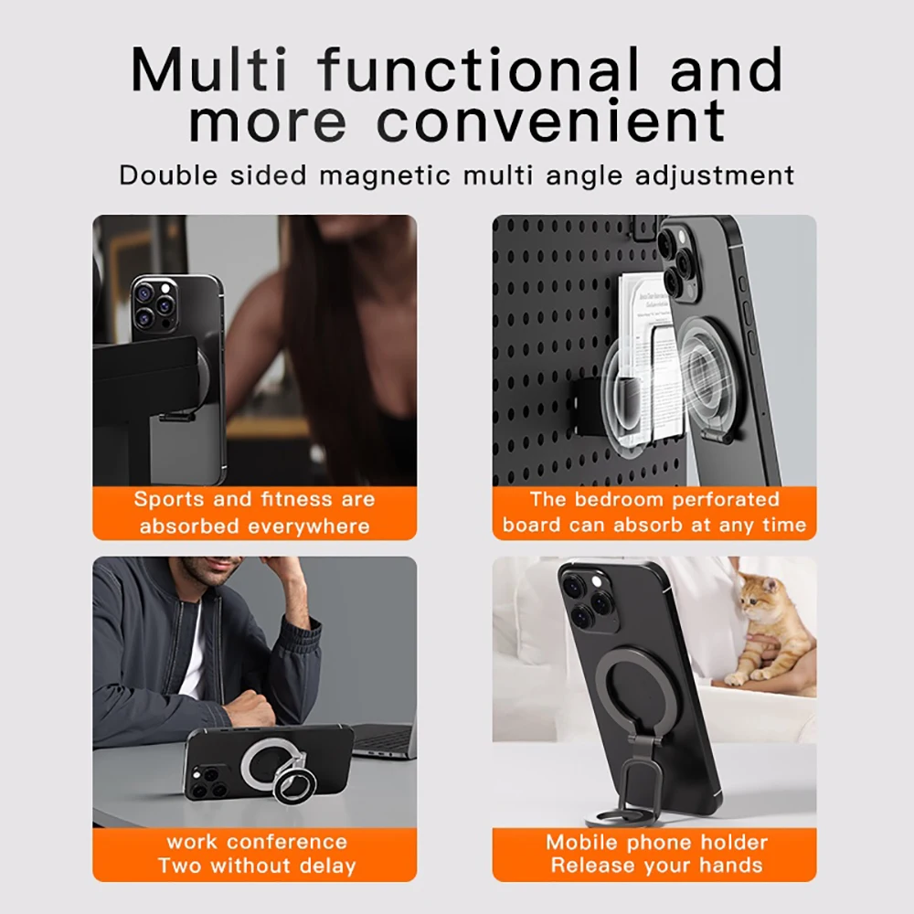 Nuovo supporto per anello da dito per telefono cellulare per Magsafe Supporto magnetico bifacciale con forte aspirazione magnetica per iPhone16 15 14 Xiaomi