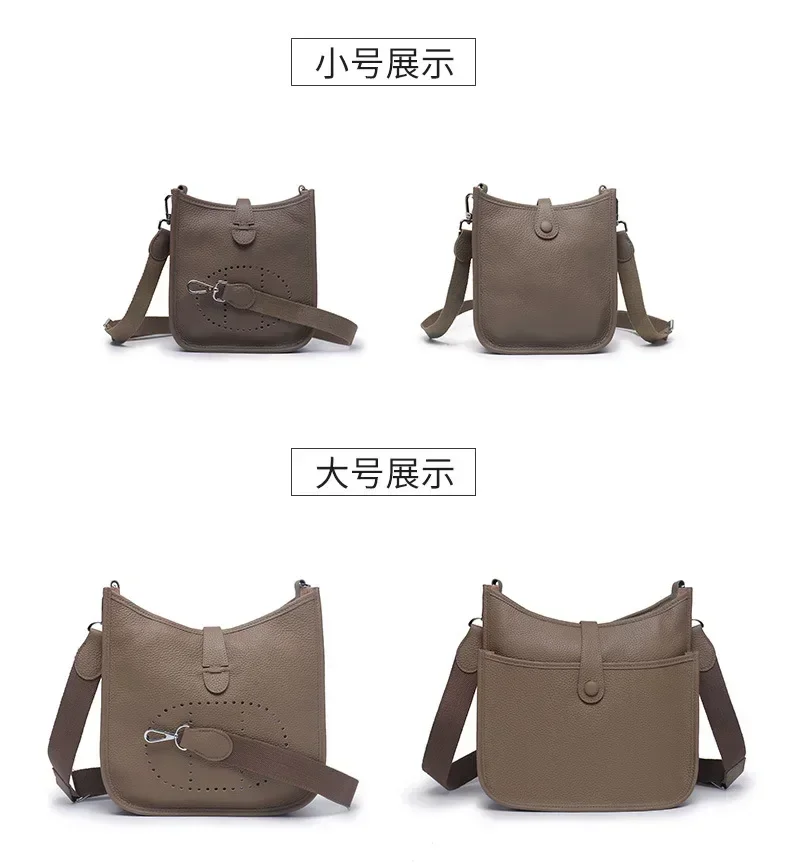 Simple Genuine Leather Ladies Bucket Bag Single Factory Fashion cowhide Messenger Women's bag