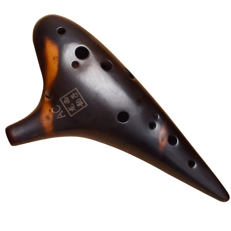 12 Hole AC Tuned Ocarina, Professional Performance Instrument for Adults Students, High-End Burnt Clay, Beginner Friendly