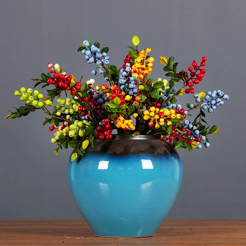 

New American artificial flower berry Nordic pastoral wild cranberry fruit real branch home decoration ornament artificial plants