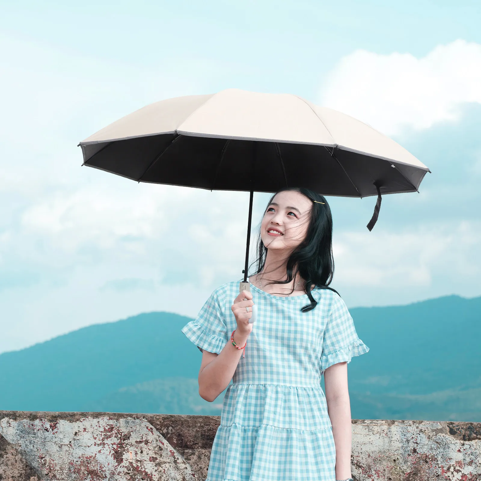 

10-Rib Inverted Folding Umbrella Portable Travel Uv Protection Umbrella Lightweight Compact for Women Outdoor Use