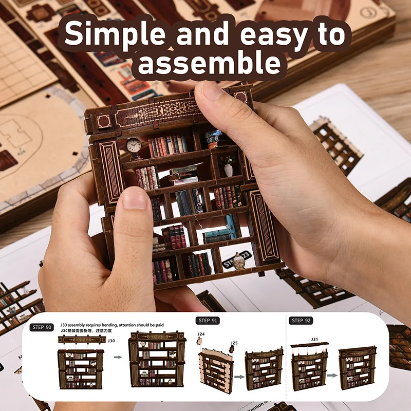 مجموعة نماذج صغيرة لبيت الكتب الخيالية DIY —— صندوق هدايا ديكور منزلي إبداعي على الطراز الأوروبي القديم #4