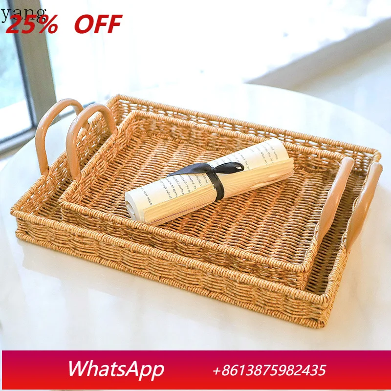 

Плетеная корзина-поднос CX для хранения чайных чашек, корзина для фруктов из ротанга для гостиной