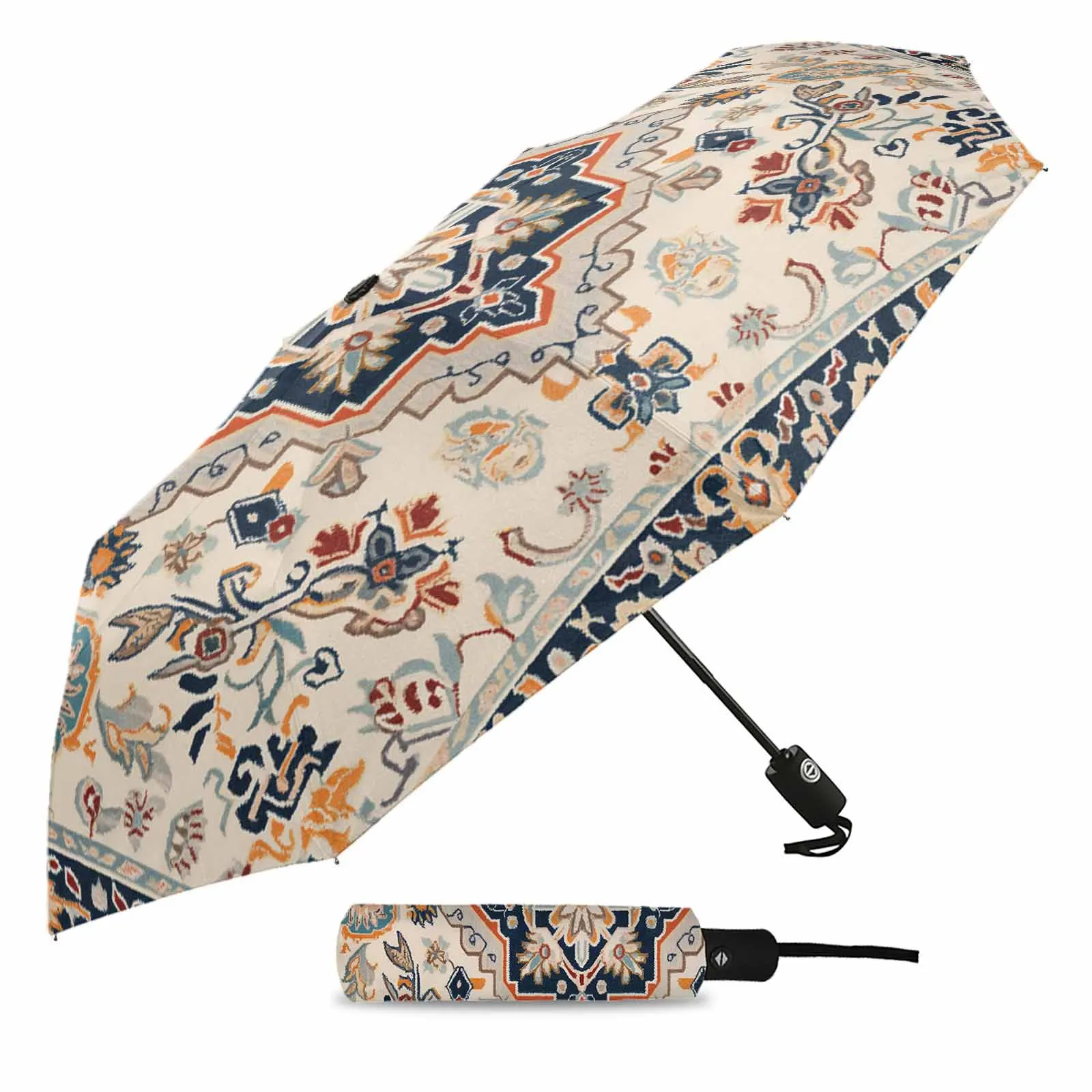 Ethnic Style Retro Persian Pattern Automatic Umbrella Travel Folding Umbrella Portable Parasol Windproof Umbrellas