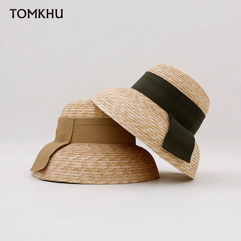 Designer Hats Fashion Natural Straw Beach Straw Hat For Women French Hepburn Style Summer   Sun Hat Vintage Basin Hat Wholesale